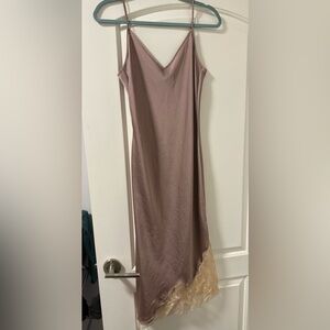 Wilfred Soft Taupe Silk Dress (Aritzia)